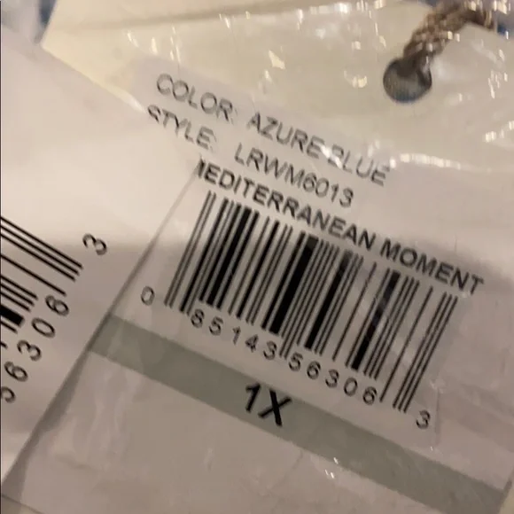 (Size 1X, 2X) Rafaella Blue Printed Slit Neck Top - Picture 5 of 10